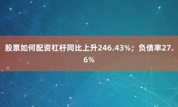 股票如何配资杠杆同比上升246.43%；负债率27.6%